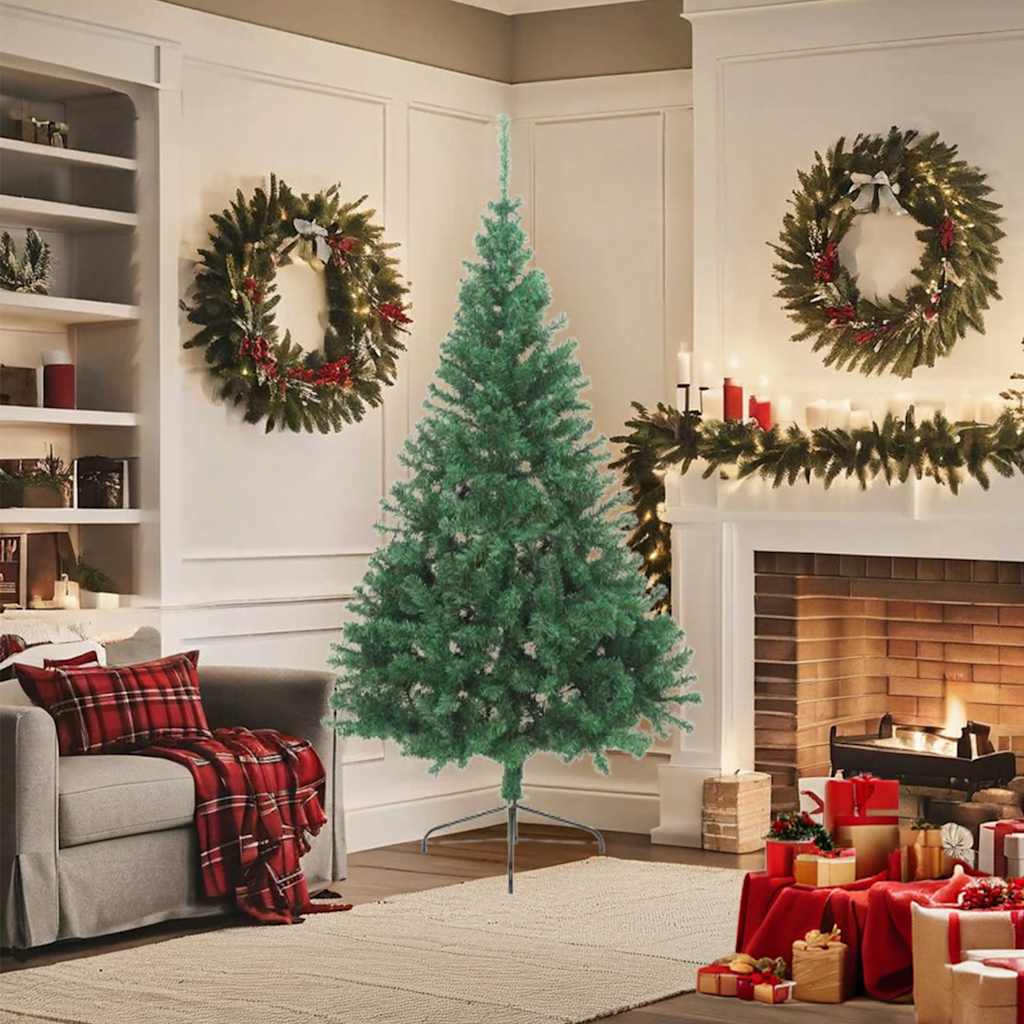 Künstlicher Halb-Weihnachtsbaum mit Ständer Grün 180 cm PVC