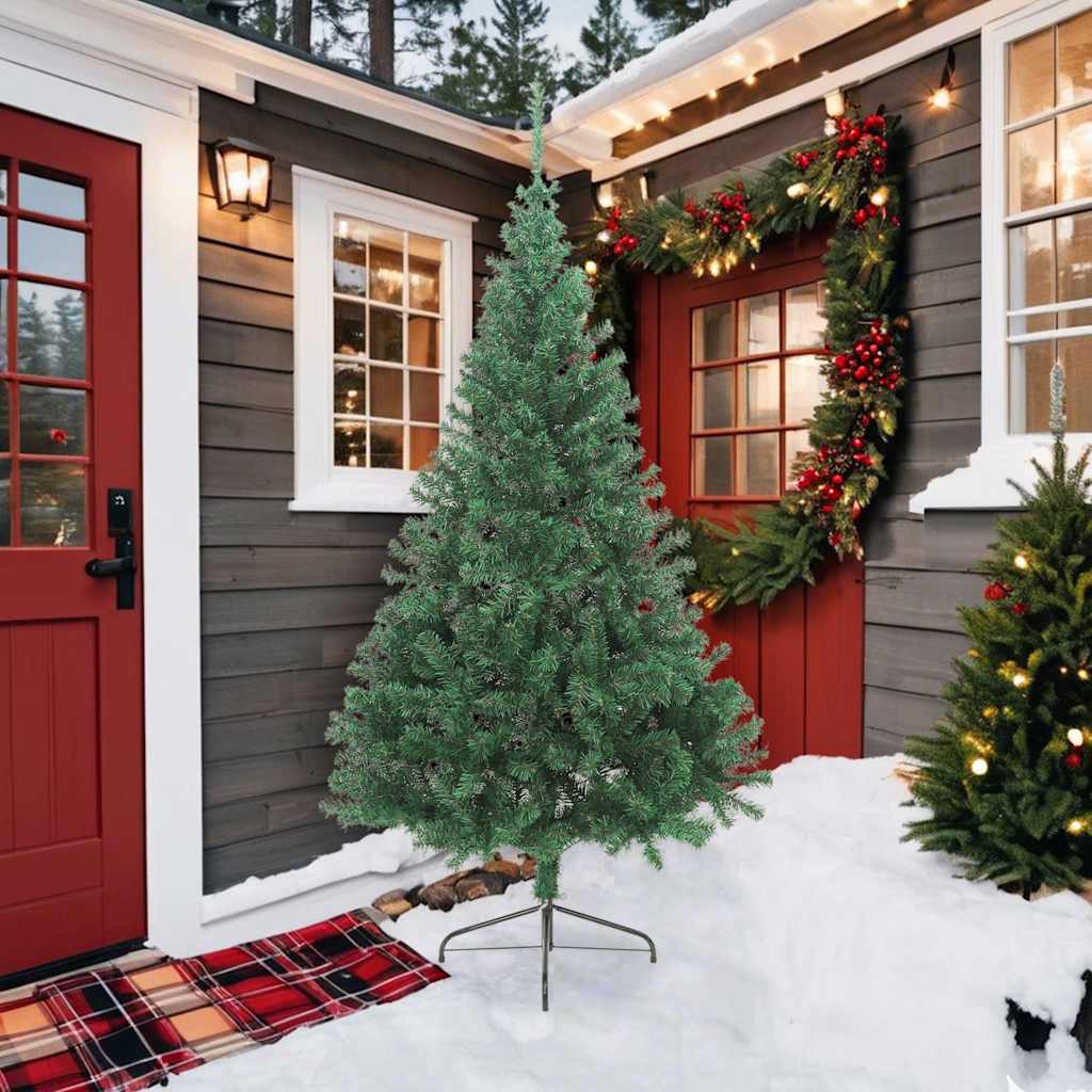 Künstlicher Halb-Weihnachtsbaum mit Ständer Grün 210 cm PVC