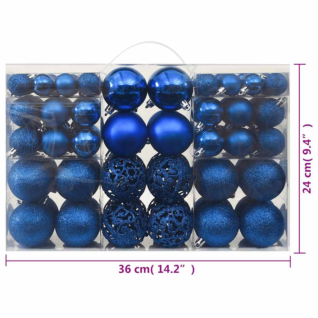 100-tlg. Weihnachtskugel-Set Blau