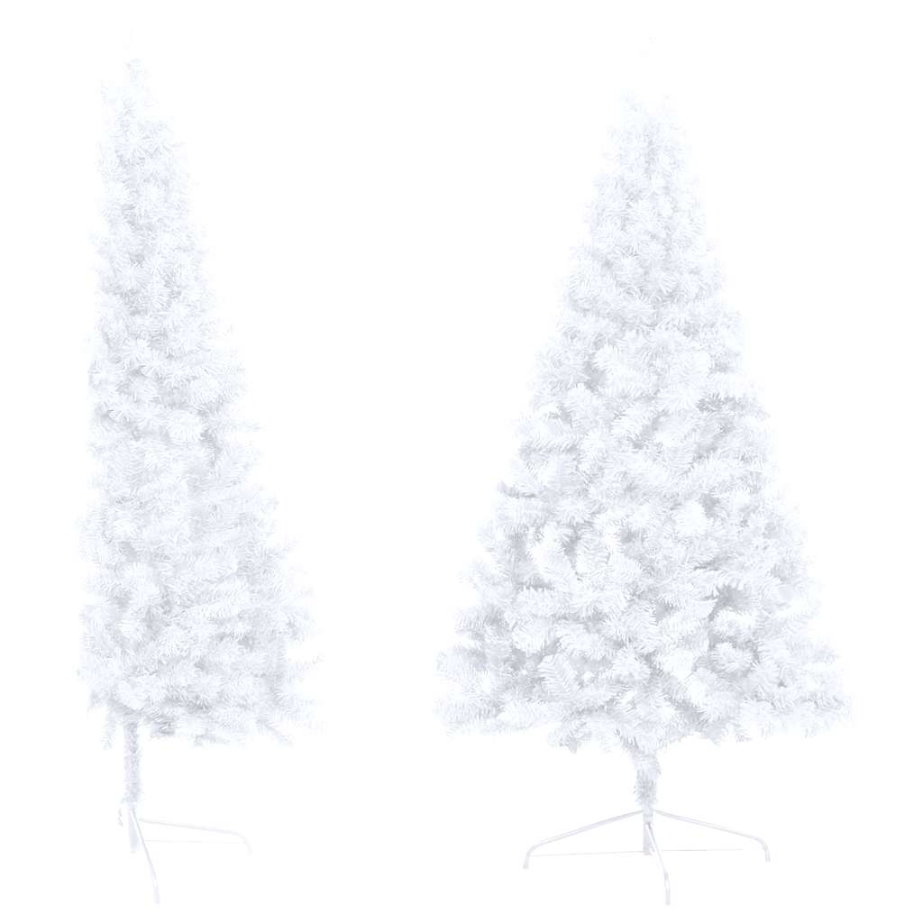 Künstlicher Halb-Weihnachtsbaum Beleuchtung Kugeln Weiß 180 cm