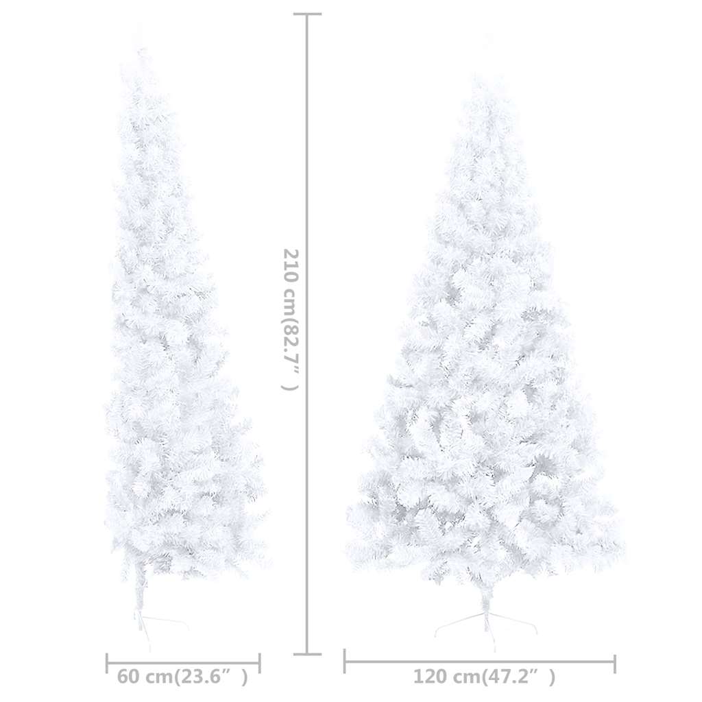 Künstlicher Halb-Weihnachtsbaum Beleuchtung Kugeln Weiß 210 cm