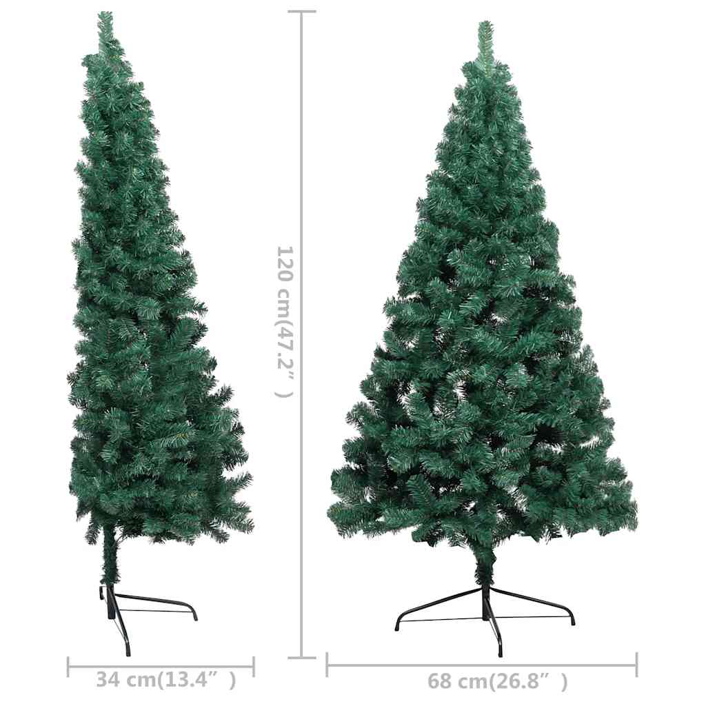 Künstlicher Halb-Weihnachtsbaum Beleuchtung Kugeln Grün 120 cm