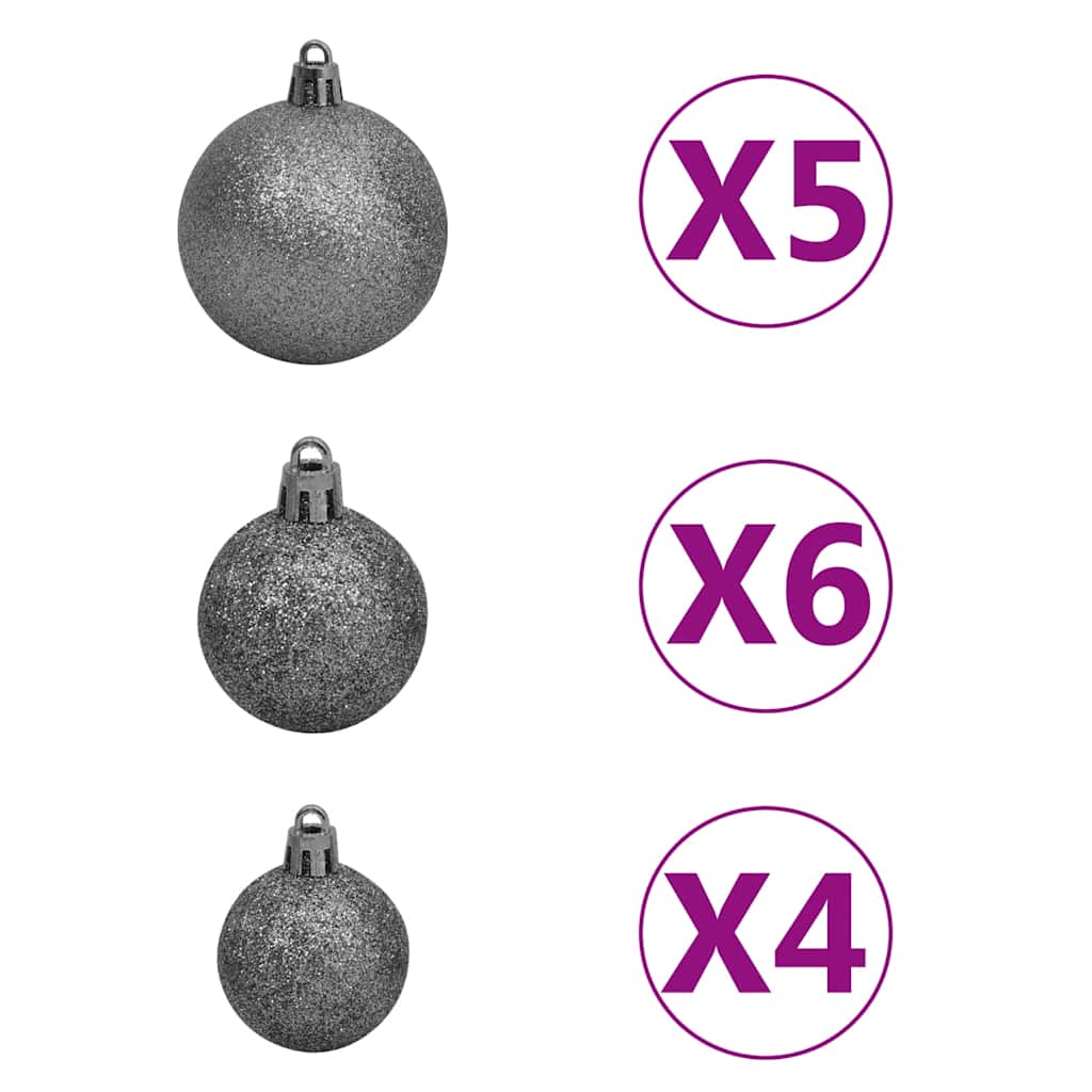 Künstlicher Halb-Weihnachtsbaum Beleuchtung Kugeln Grün 150 cm