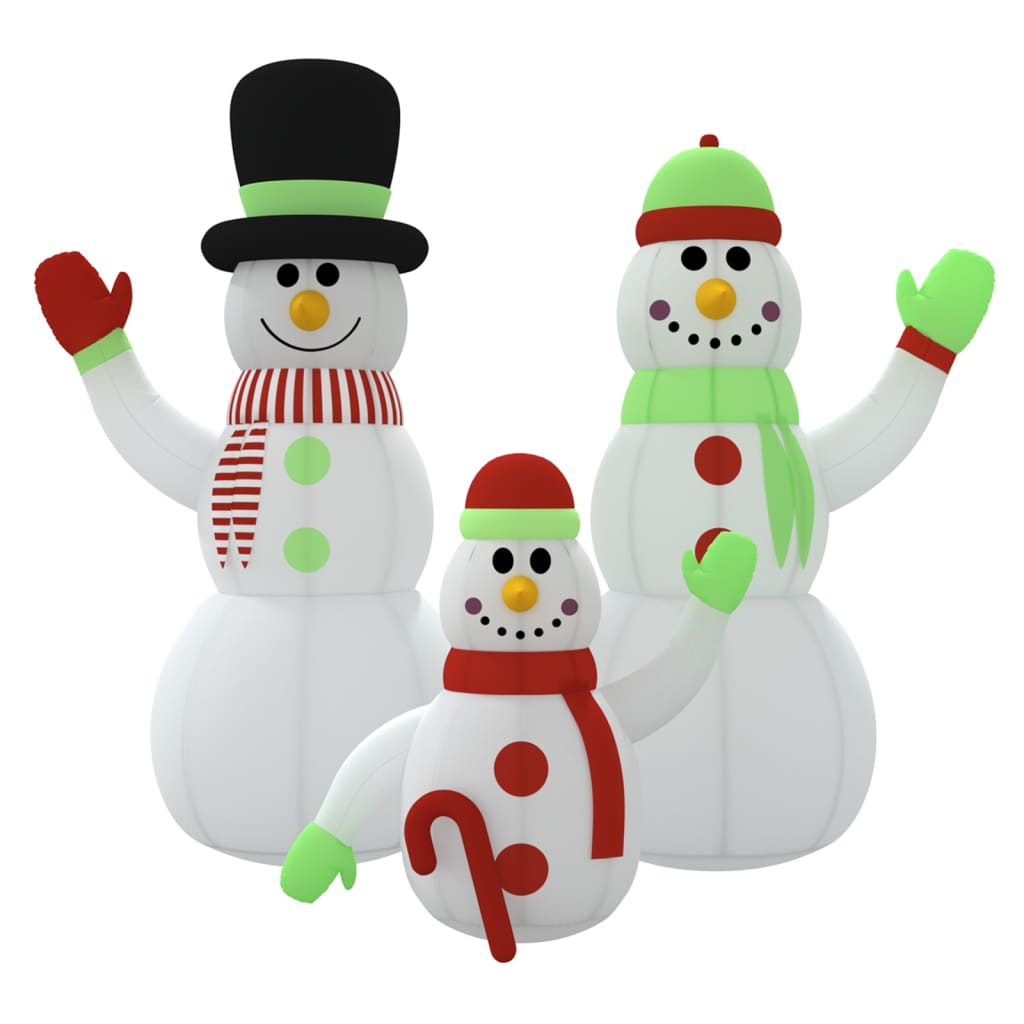 Aufblasbare Schneemann-Familie mit LEDs 360 cm