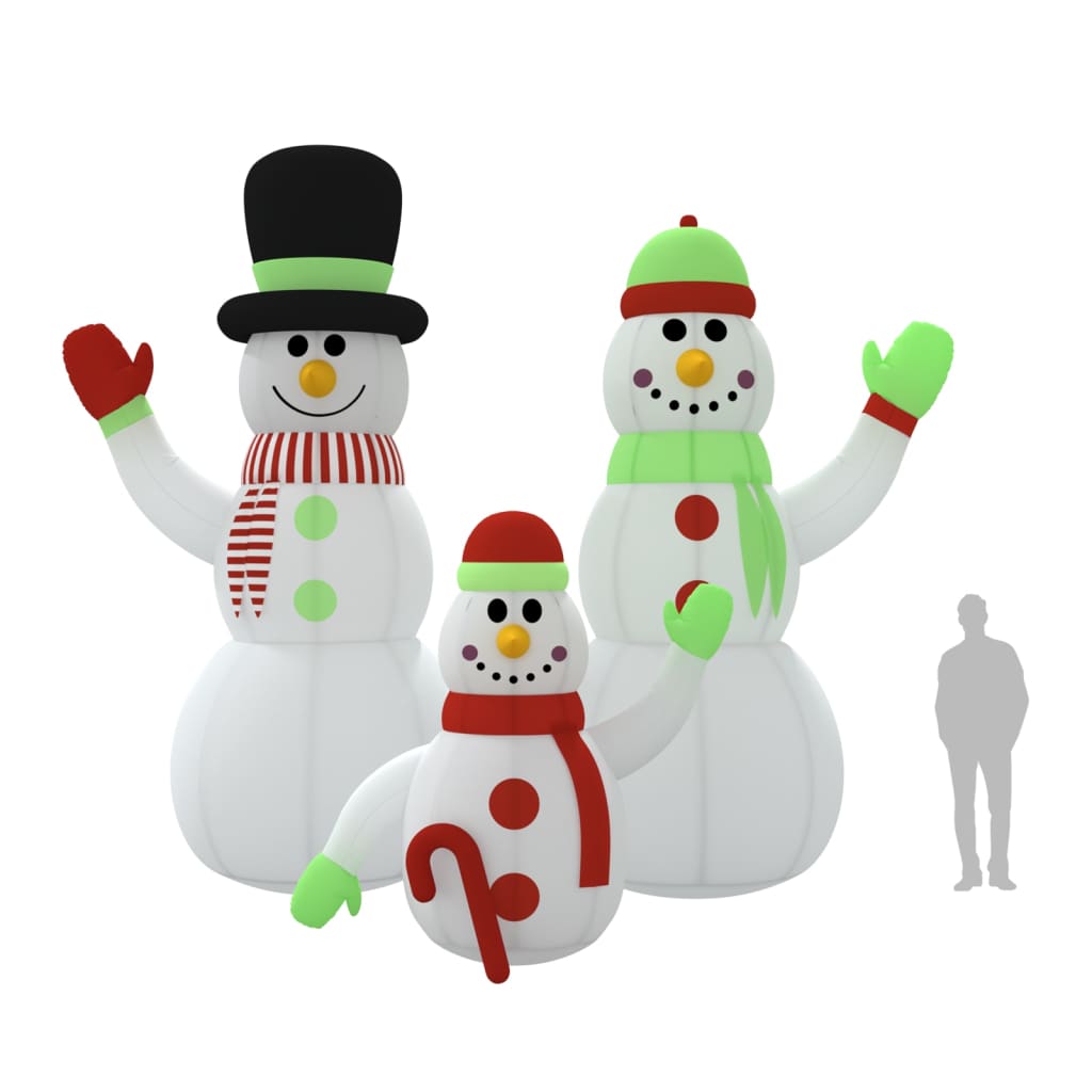 Aufblasbare Schneemann-Familie mit LEDs 500 cm