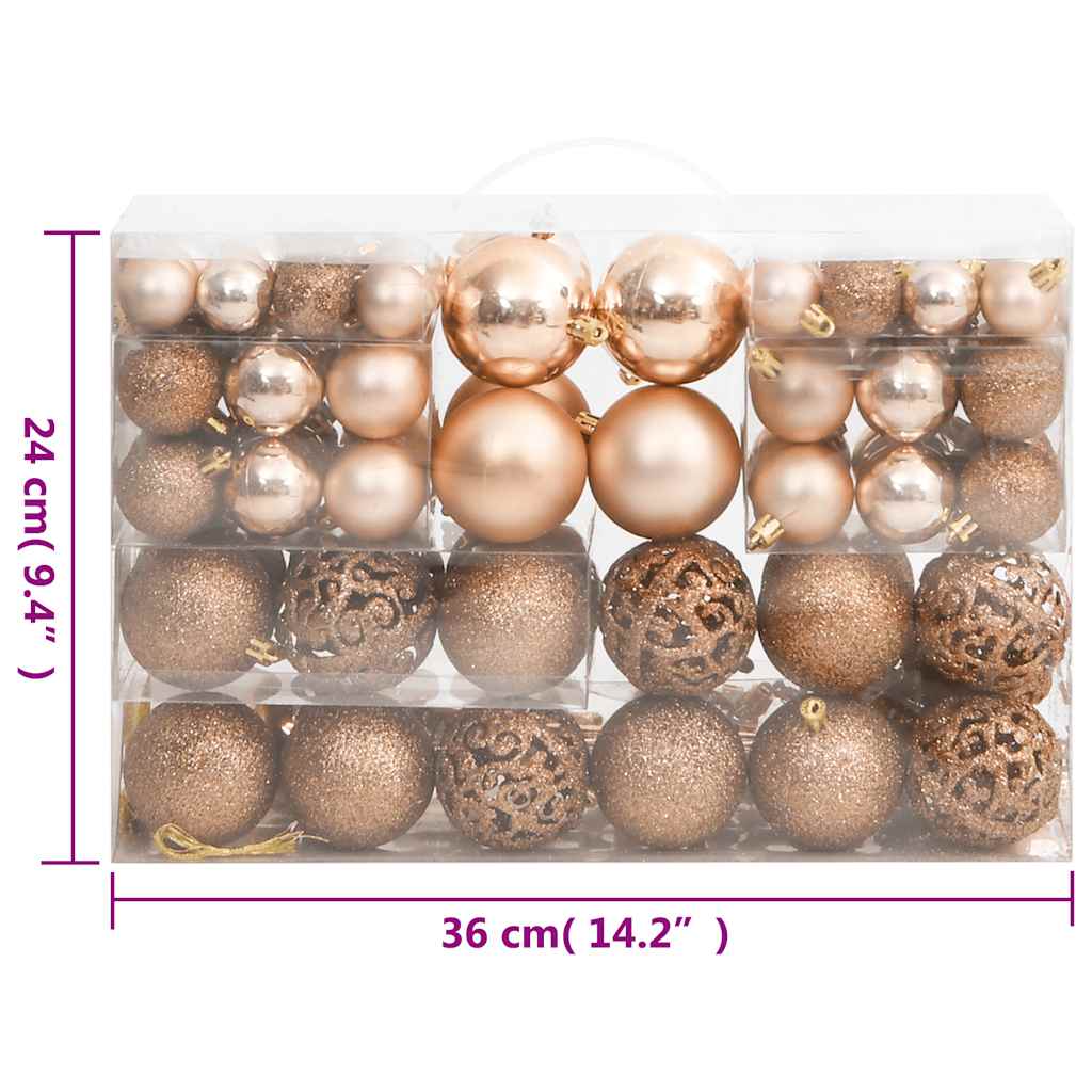 111-tlg. Weihnachtskugel-Set Rosegold Polystyrol