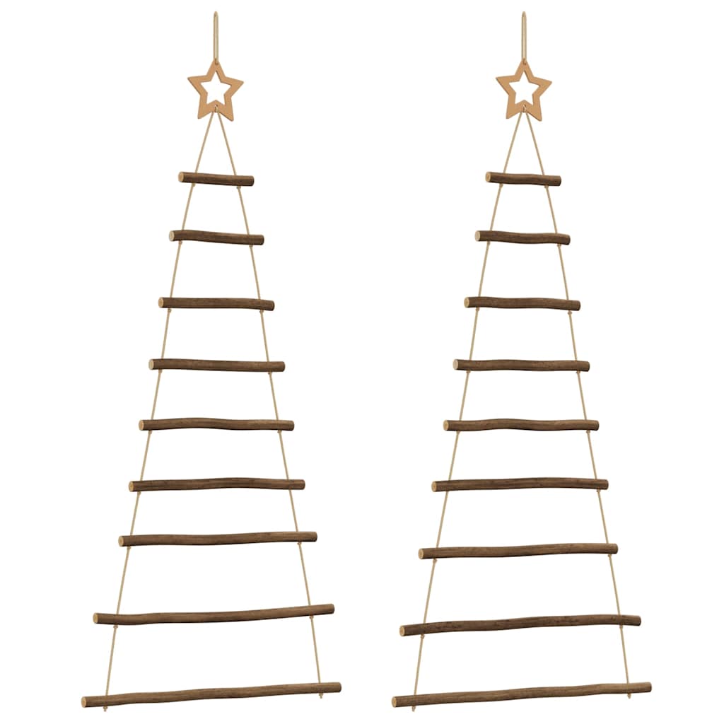 Hängende Weihnachtsbäume mit Spitzensternen 2 Stk. 55x120 cm Naturzweig