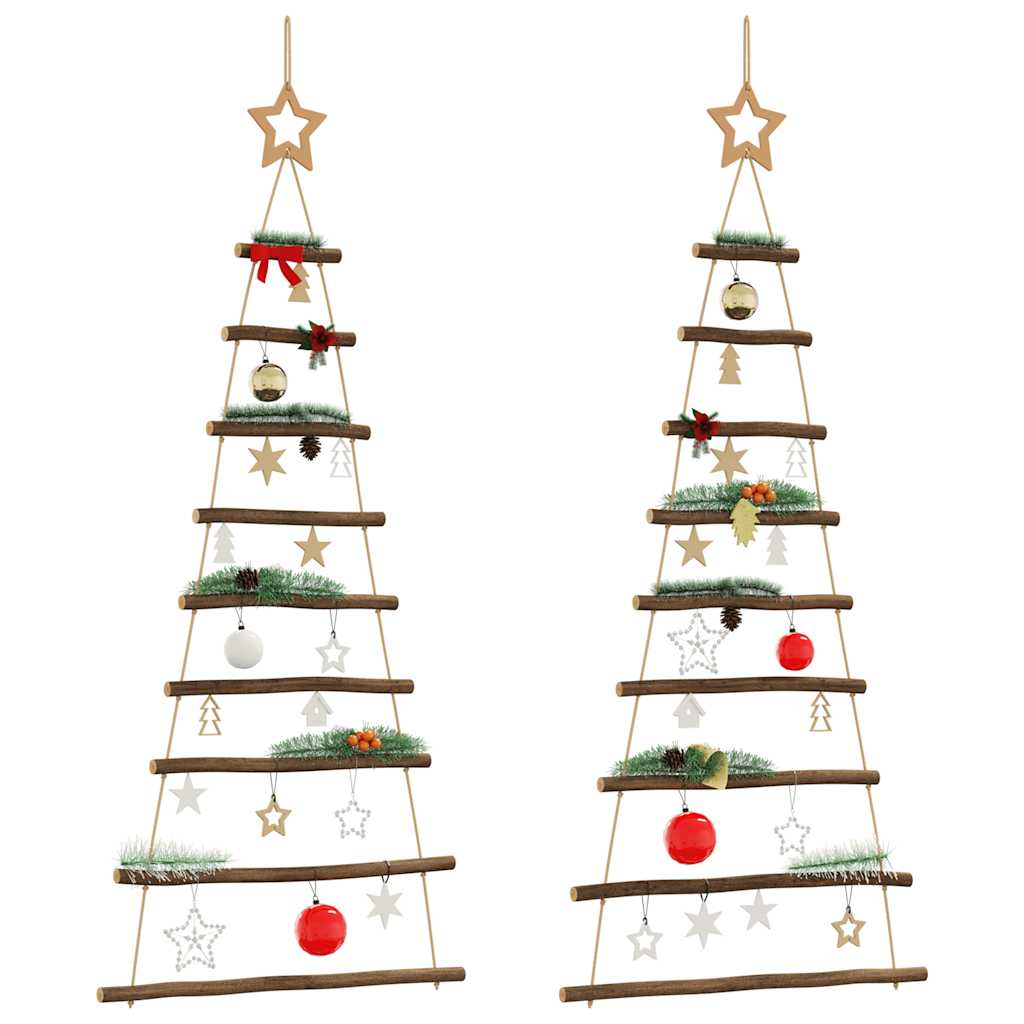 Hängende Weihnachtsbäume mit Spitzensternen 2 Stk. 55x120 cm Naturzweig