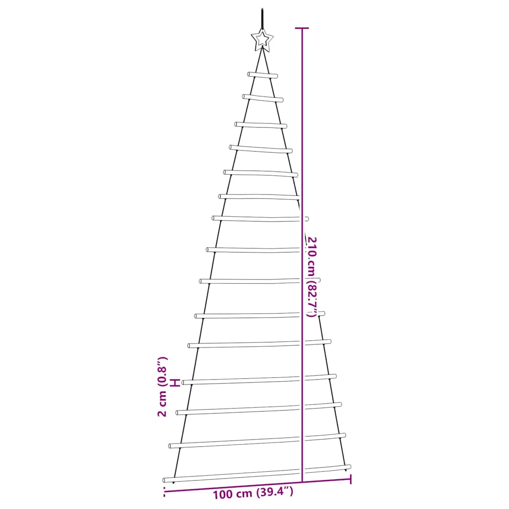 Hängender Weihnachtsbaum mit Sternspitze 100x210 cm Naturzweig
