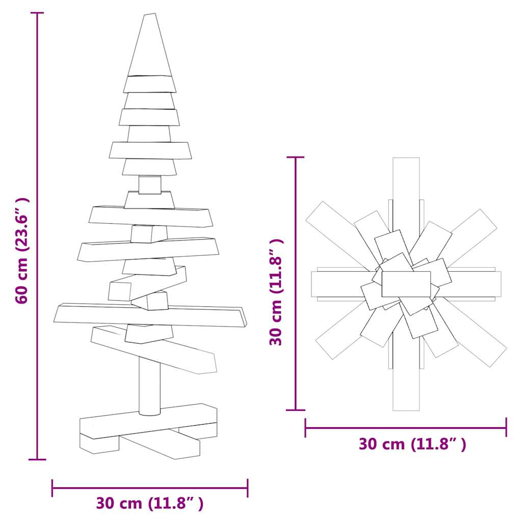 Holz Weihnachtsbaum mit Ständer Braun 60 cm Massivholz Kiefer