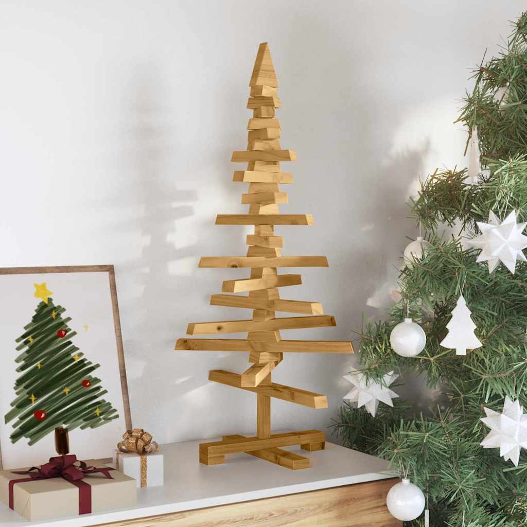 Holz Weihnachtsbaum mit Ständer Braun 90 cm Massivholz Kiefer