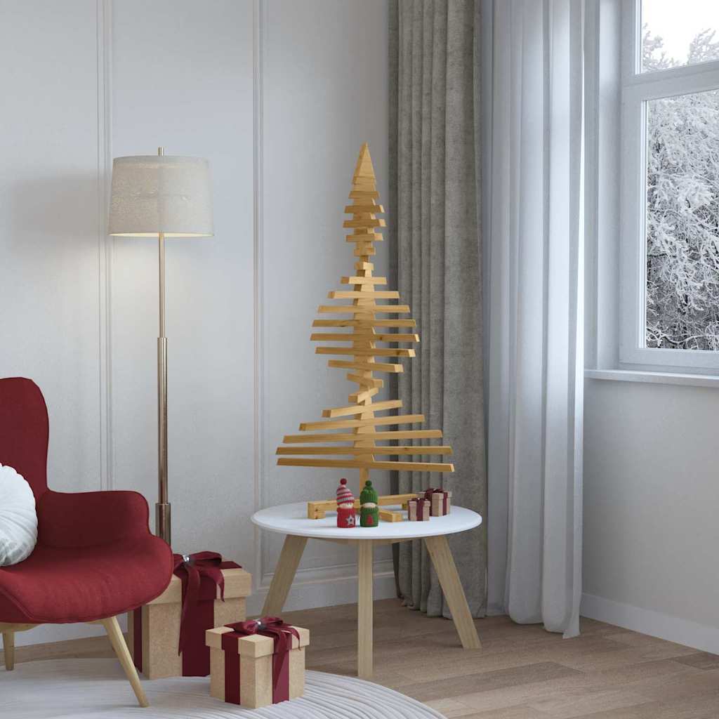 Holz Weihnachtsbaum mit Ständer Braun 120 cm Massivholz Kiefer