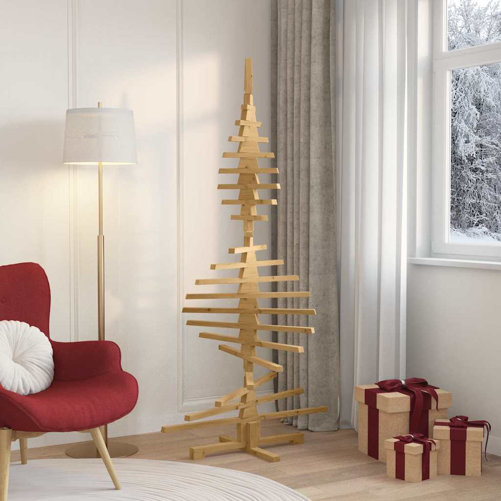 Holz Weihnachtsbaum mit Ständer Braun 180 cm Massivholz Kiefer