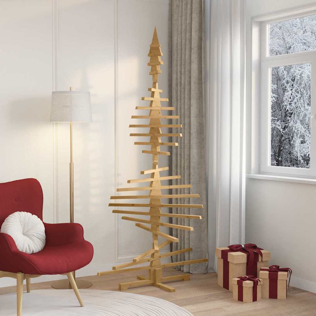 Holz Weihnachtsbaum mit Ständer Braun 210 cm Massivholz Kiefer