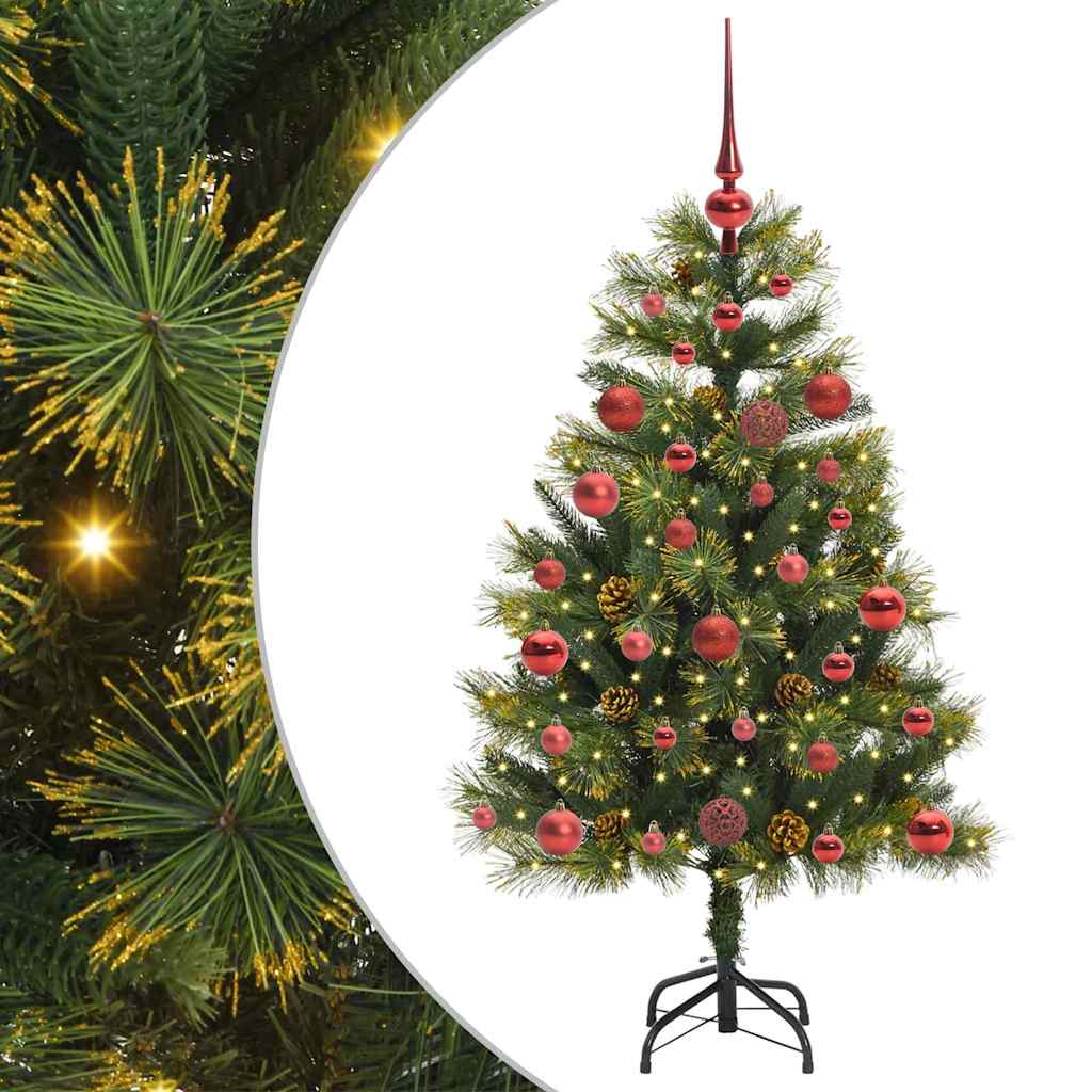 Künstlicher Klapp-Weihnachtsbaum mit Tannenzapfen Grün 120 cm