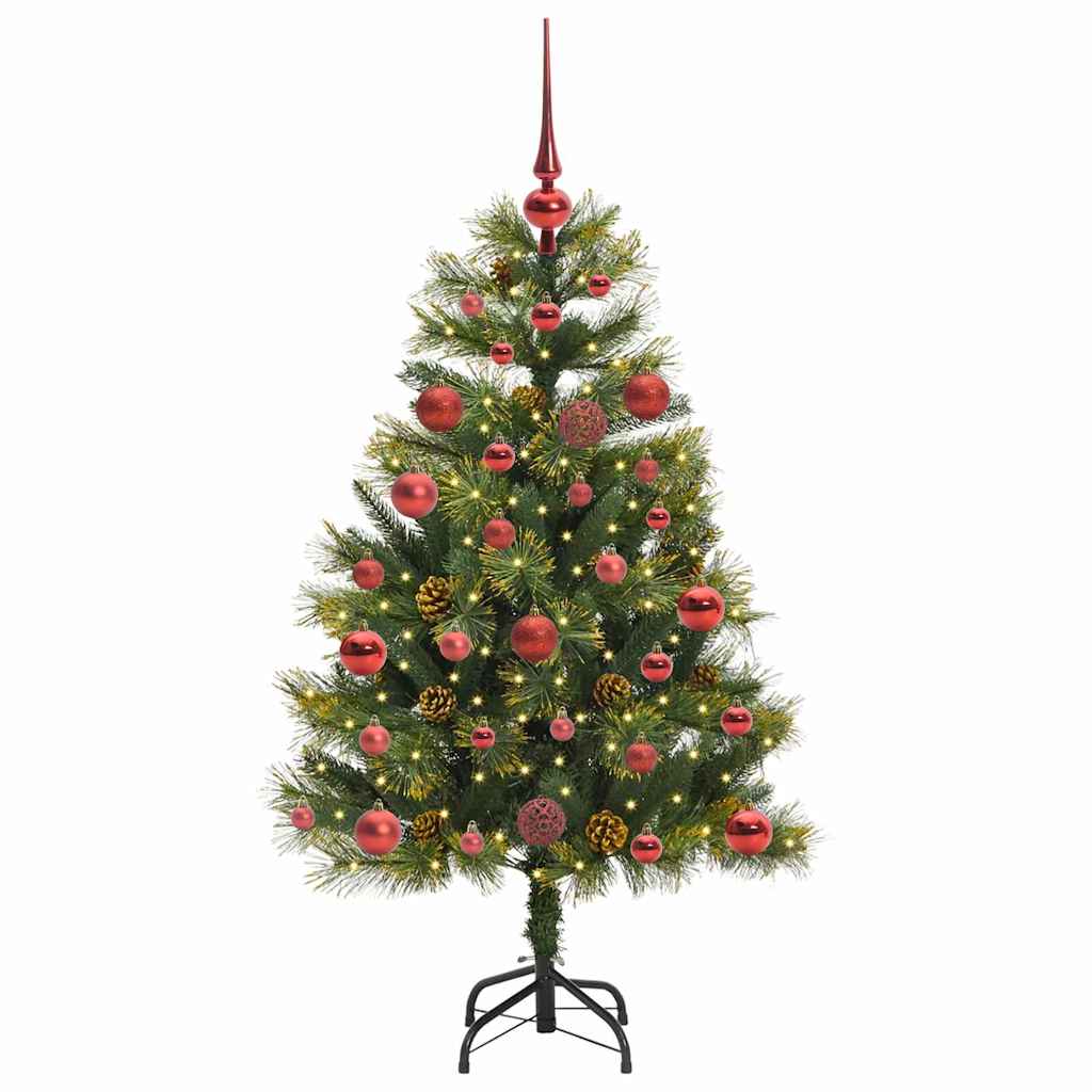 Künstlicher Klapp-Weihnachtsbaum mit Tannenzapfen Grün 120 cm