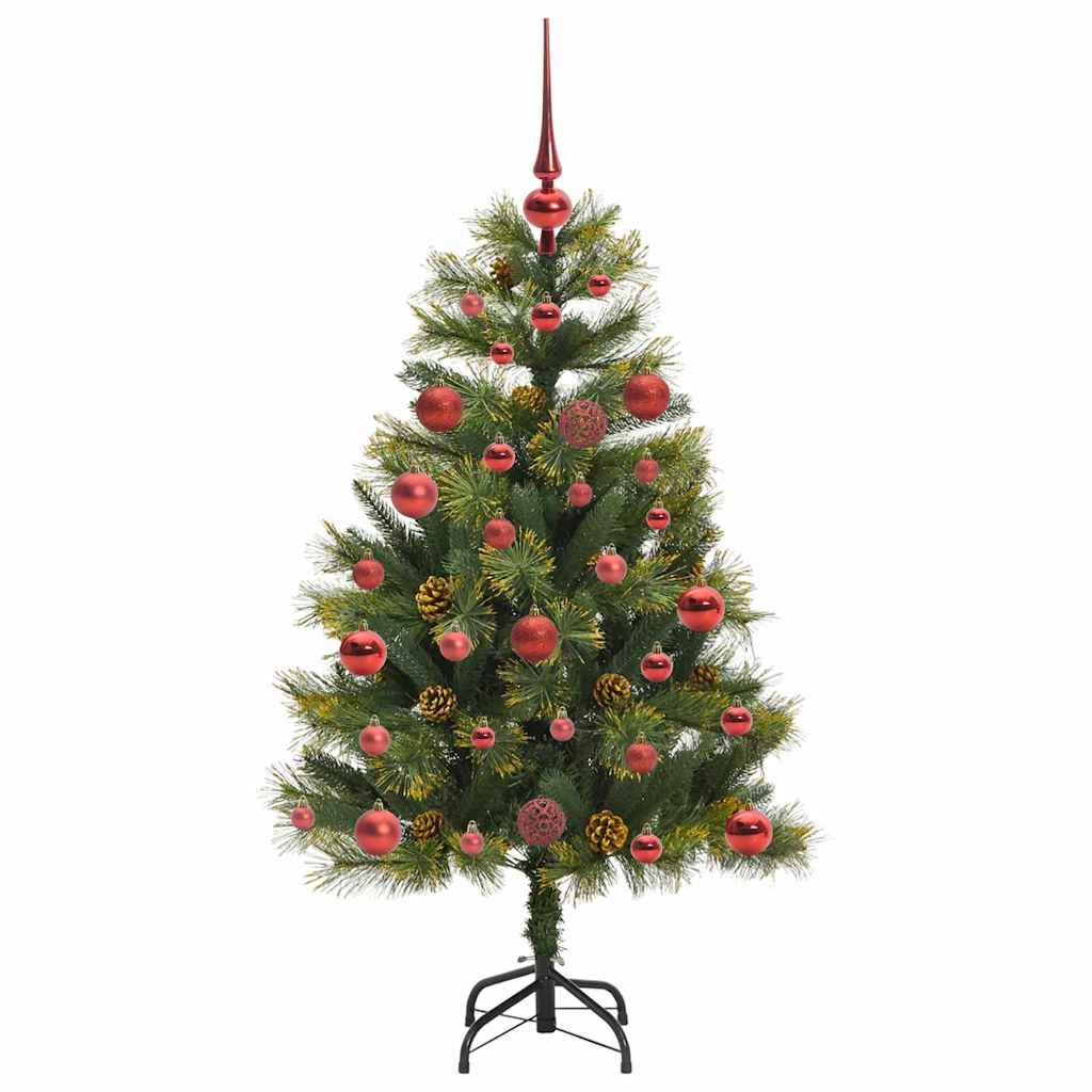 Künstlicher Klapp-Weihnachtsbaum mit Tannenzapfen Grün 120 cm