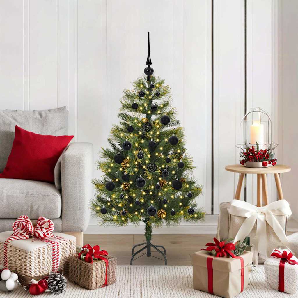 Künstlicher Klapp-Weihnachtsbaum mit Tannenzapfen Grün 120 cm