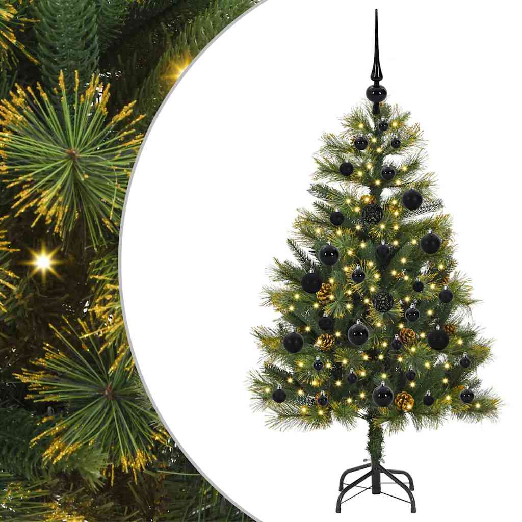 Künstlicher Klapp-Weihnachtsbaum mit Tannenzapfen Grün 120 cm