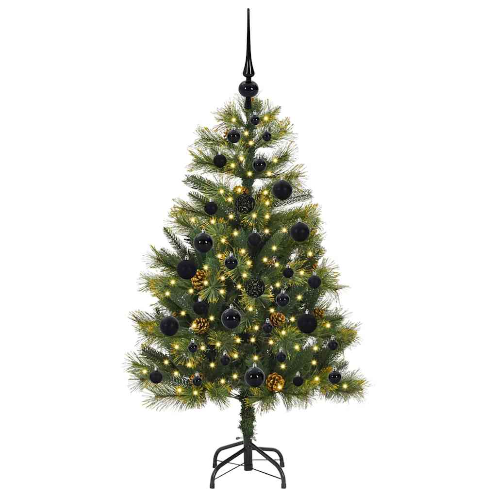 Künstlicher Klapp-Weihnachtsbaum mit Tannenzapfen Grün 120 cm