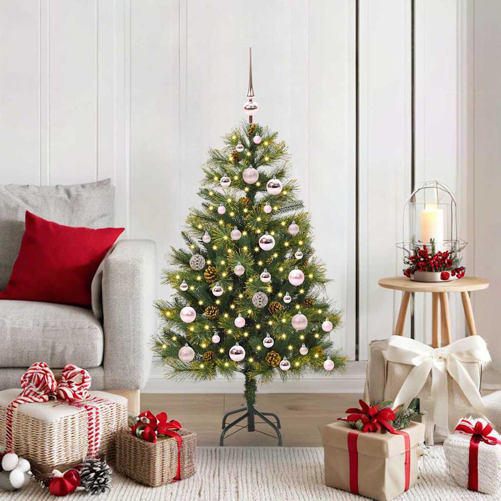 Künstlicher Klapp-Weihnachtsbaum mit Tannenzapfen Grün 120 cm