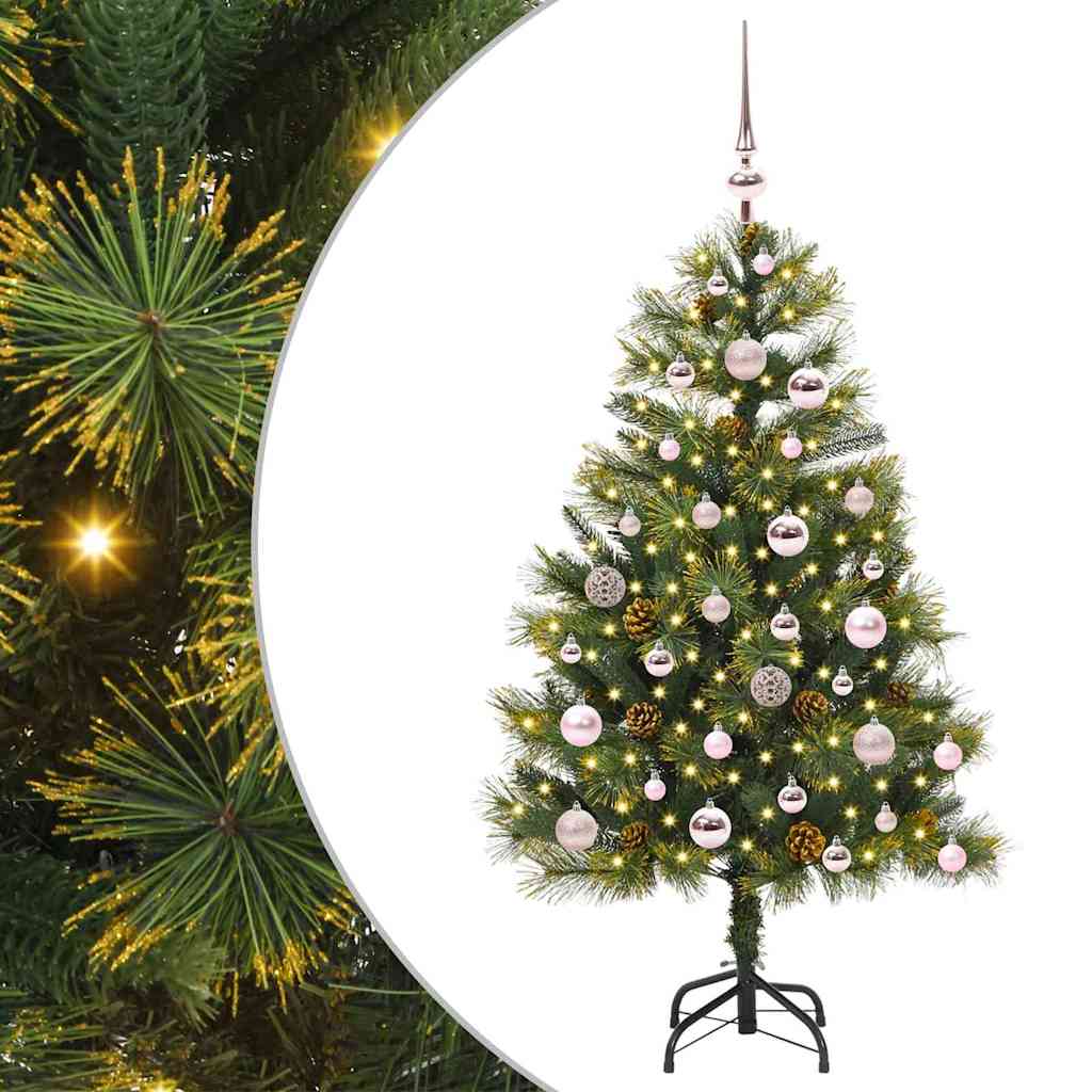 Künstlicher Klapp-Weihnachtsbaum mit Tannenzapfen Grün 120 cm