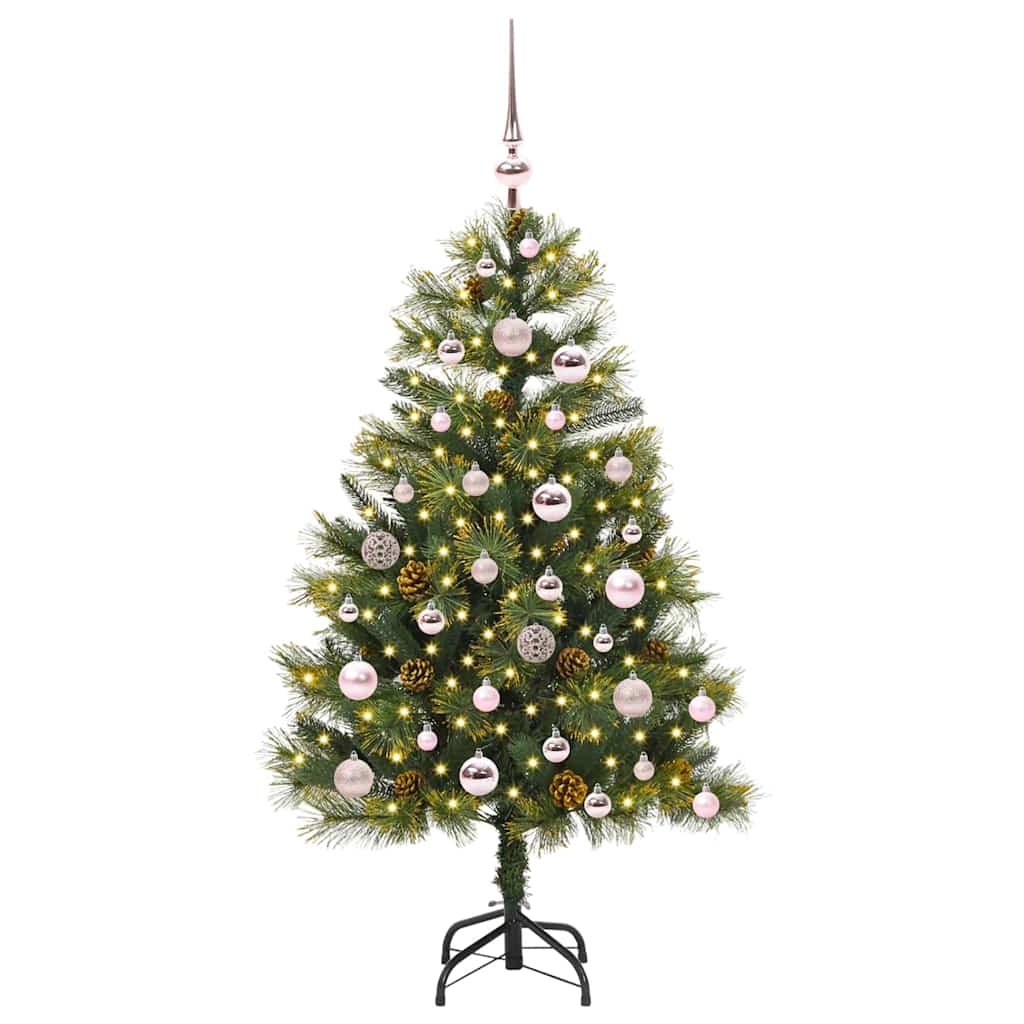 Künstlicher Klapp-Weihnachtsbaum mit Tannenzapfen Grün 120 cm