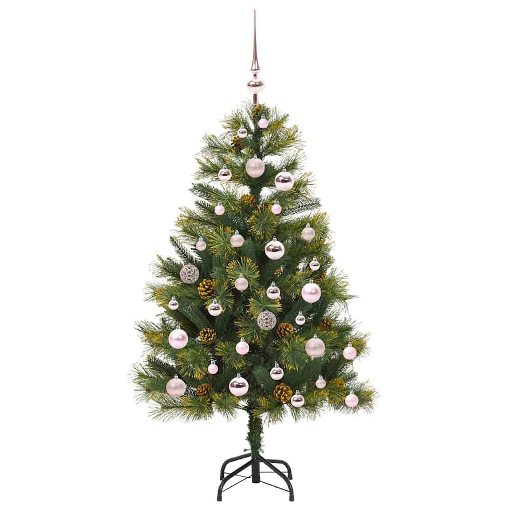 Künstlicher Klapp-Weihnachtsbaum mit Tannenzapfen Grün 120 cm