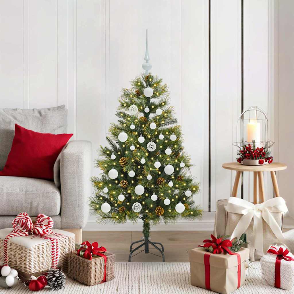 Künstlicher Klapp-Weihnachtsbaum mit Tannenzapfen Grün 120 cm