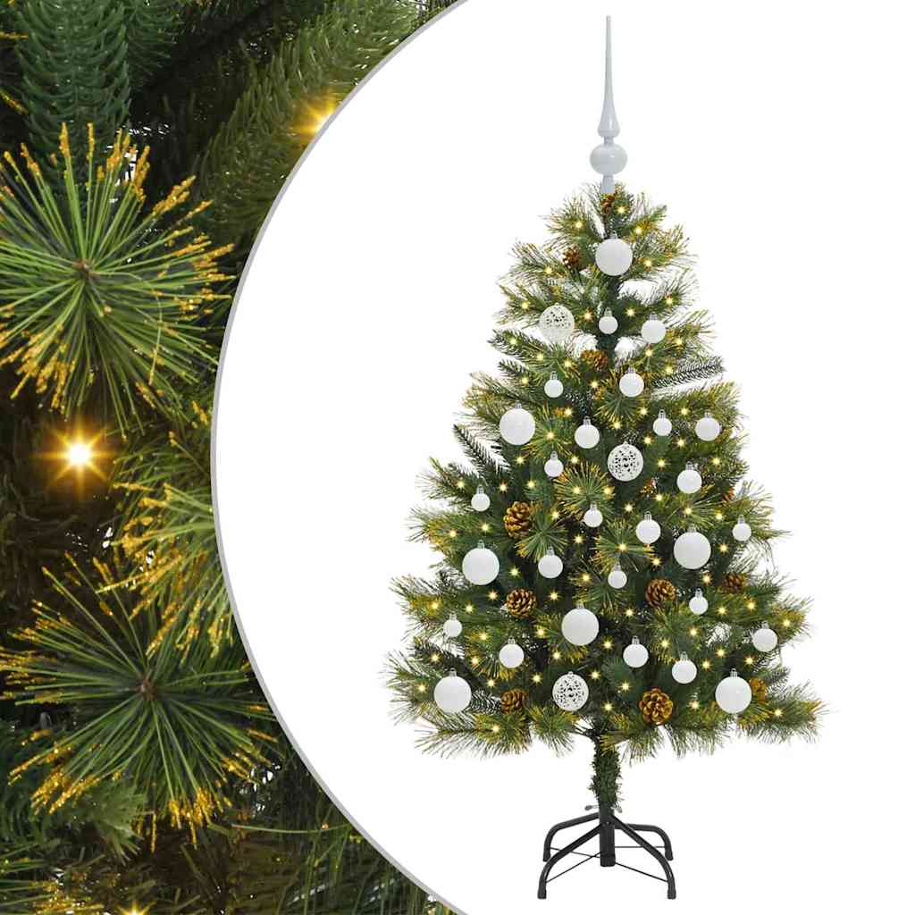 Künstlicher Klapp-Weihnachtsbaum mit Tannenzapfen Grün 120 cm
