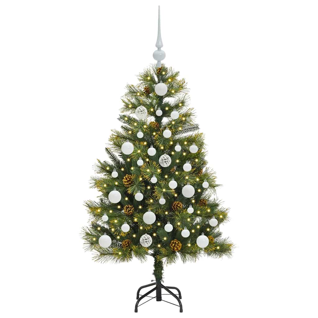 Künstlicher Klapp-Weihnachtsbaum mit Tannenzapfen Grün 120 cm