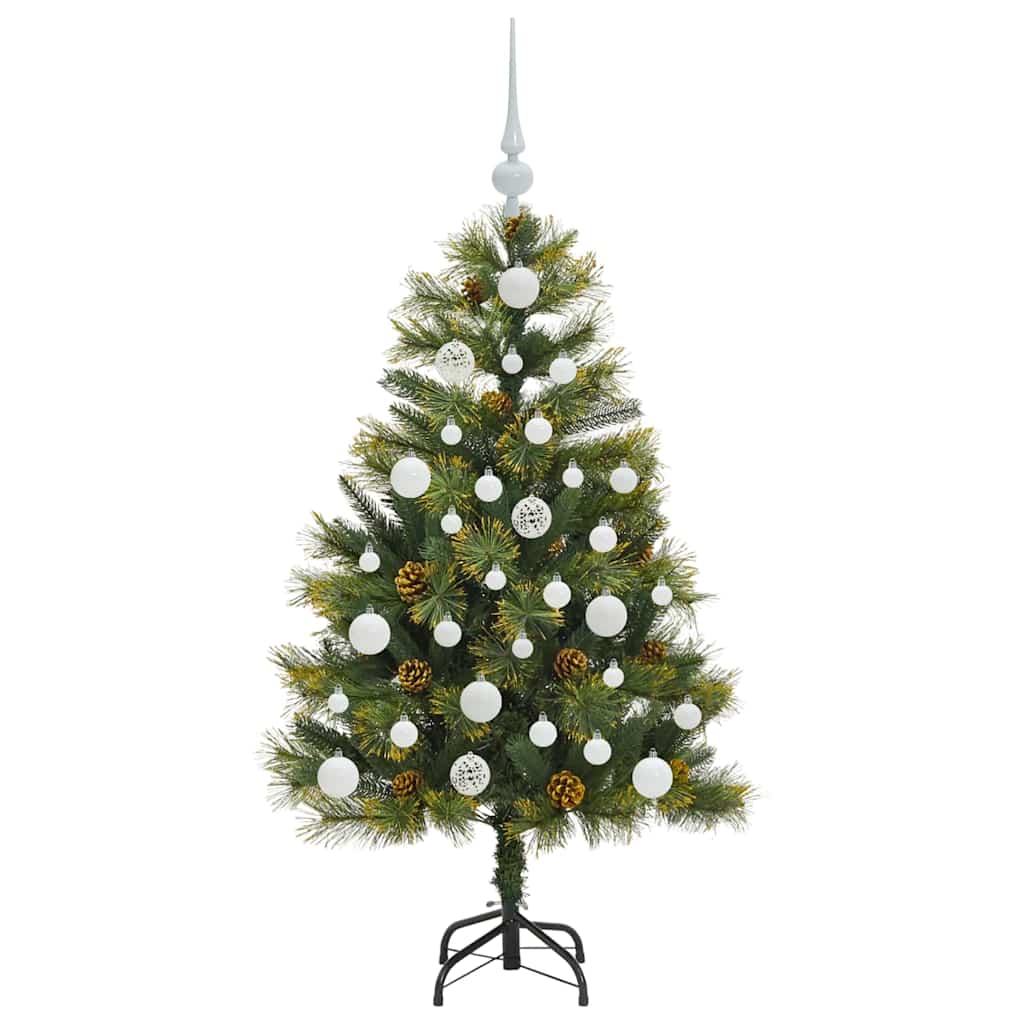 Künstlicher Klapp-Weihnachtsbaum mit Tannenzapfen Grün 120 cm