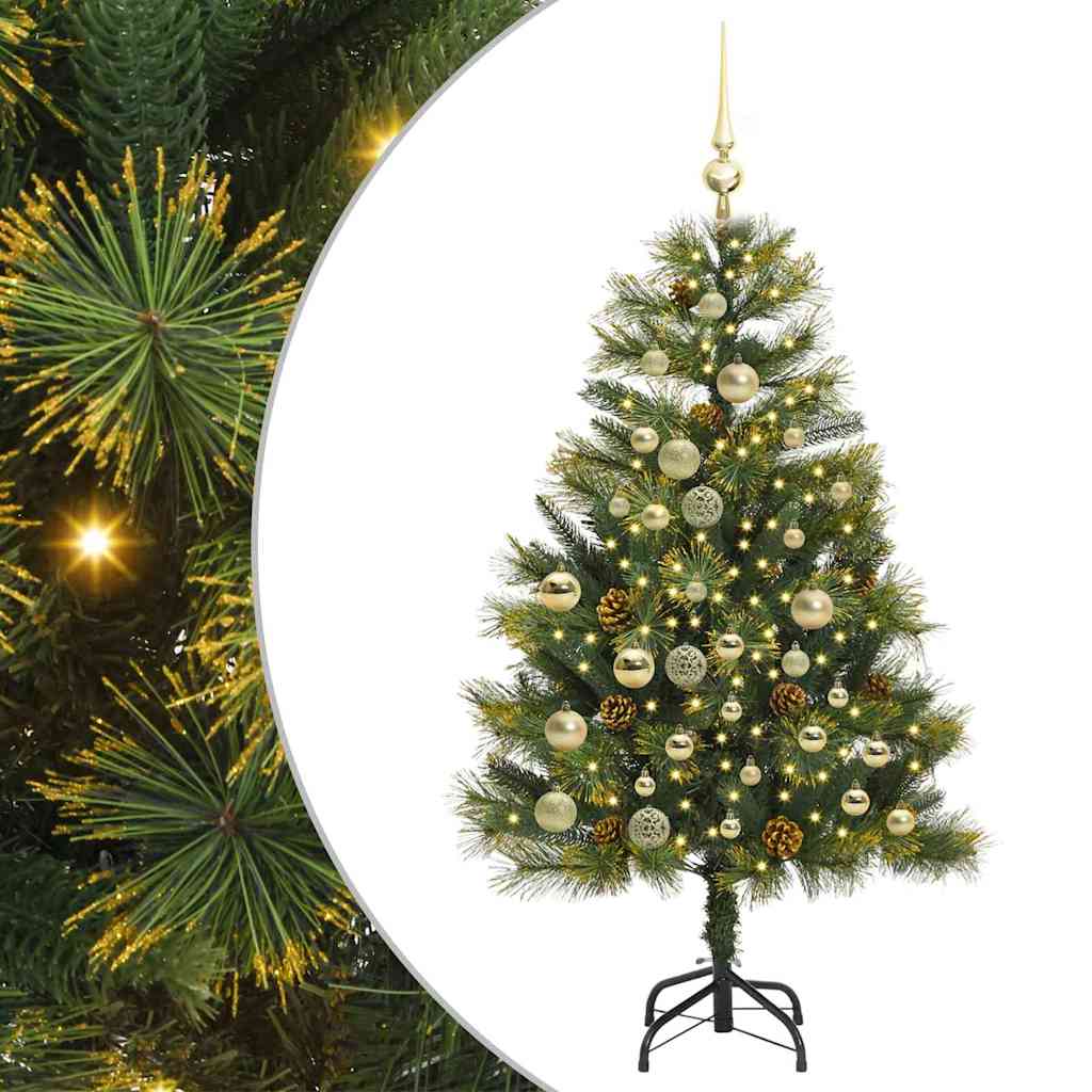 Künstlicher Klapp-Weihnachtsbaum mit Tannenzapfen Grün 120 cm