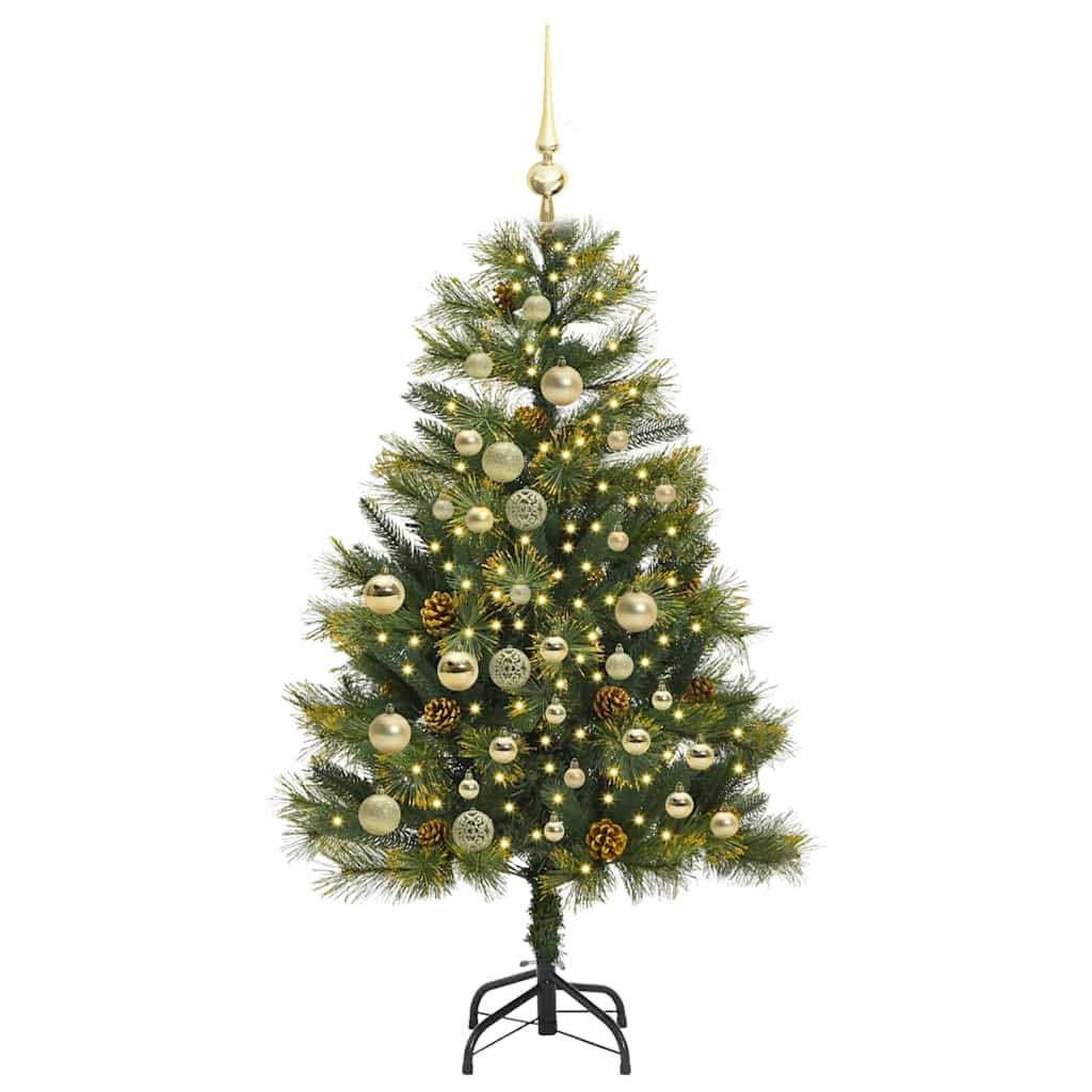 Künstlicher Klapp-Weihnachtsbaum mit Tannenzapfen Grün 120 cm