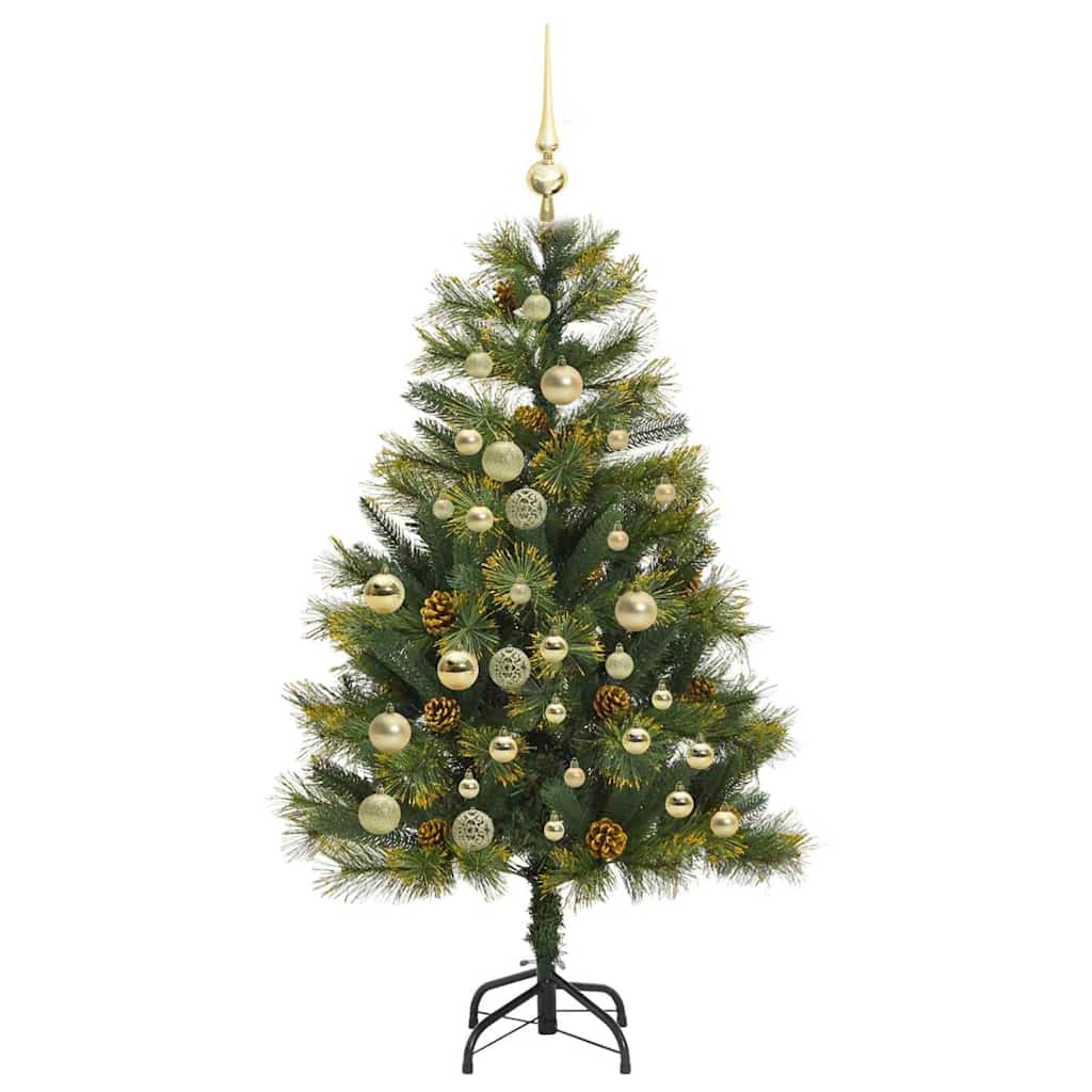 Künstlicher Klapp-Weihnachtsbaum mit Tannenzapfen Grün 120 cm