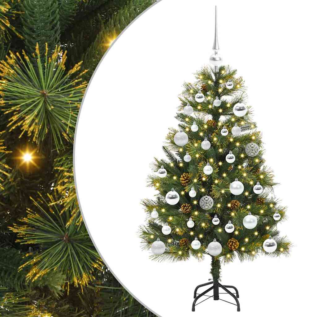 Künstlicher Klapp-Weihnachtsbaum mit Tannenzapfen Grün 120 cm