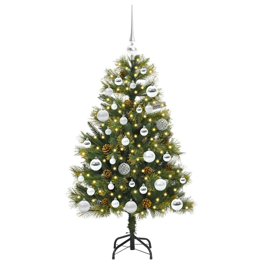 Künstlicher Klapp-Weihnachtsbaum mit Tannenzapfen Grün 120 cm