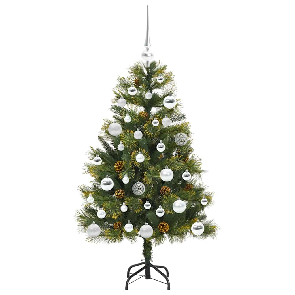 Künstlicher Klapp-Weihnachtsbaum mit Tannenzapfen Grün 120 cm