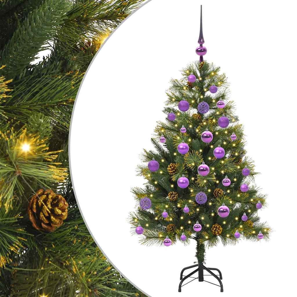 Künstlicher Klapp-Weihnachtsbaum mit Tannenzapfen Grün 120 cm