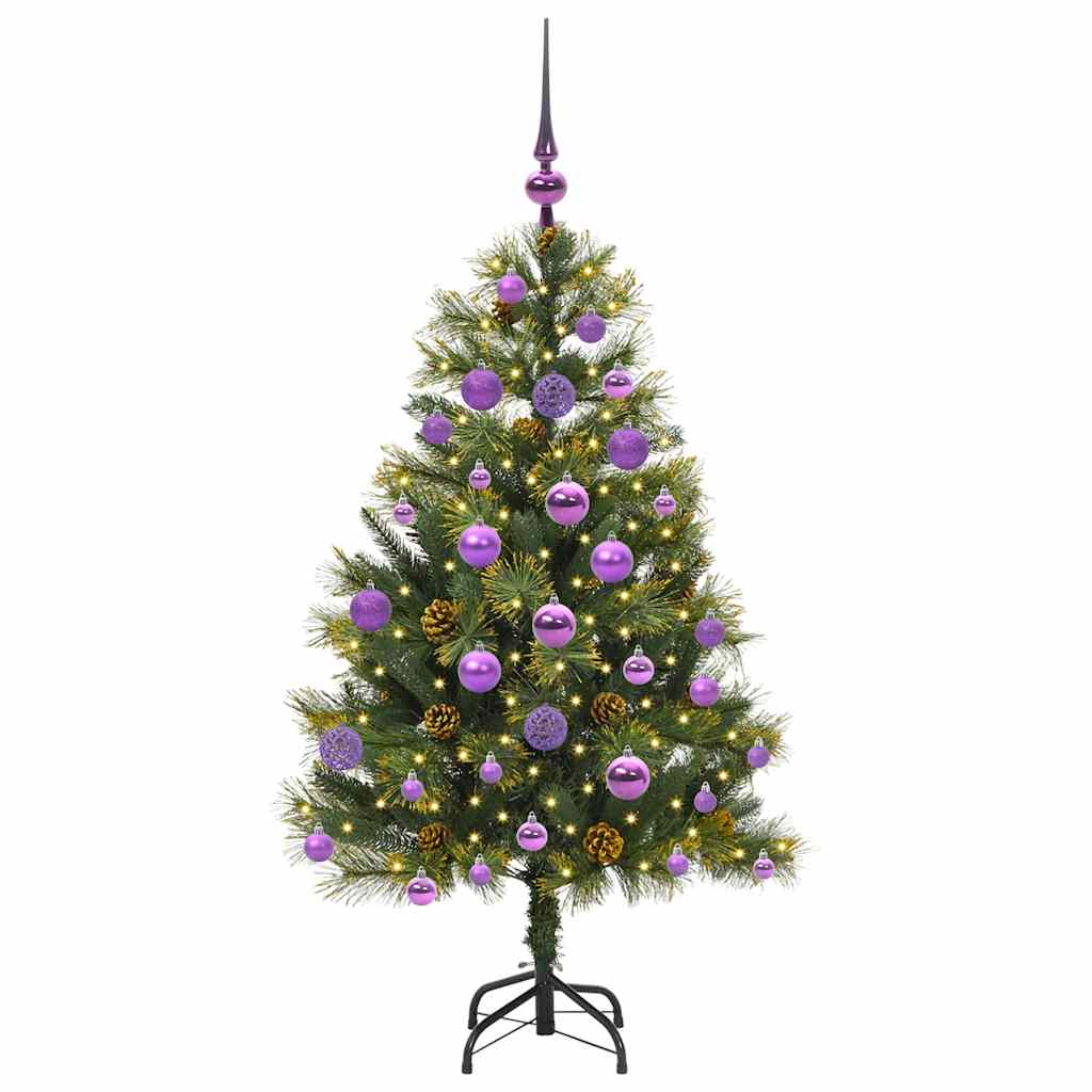 Künstlicher Klapp-Weihnachtsbaum mit Tannenzapfen Grün 120 cm
