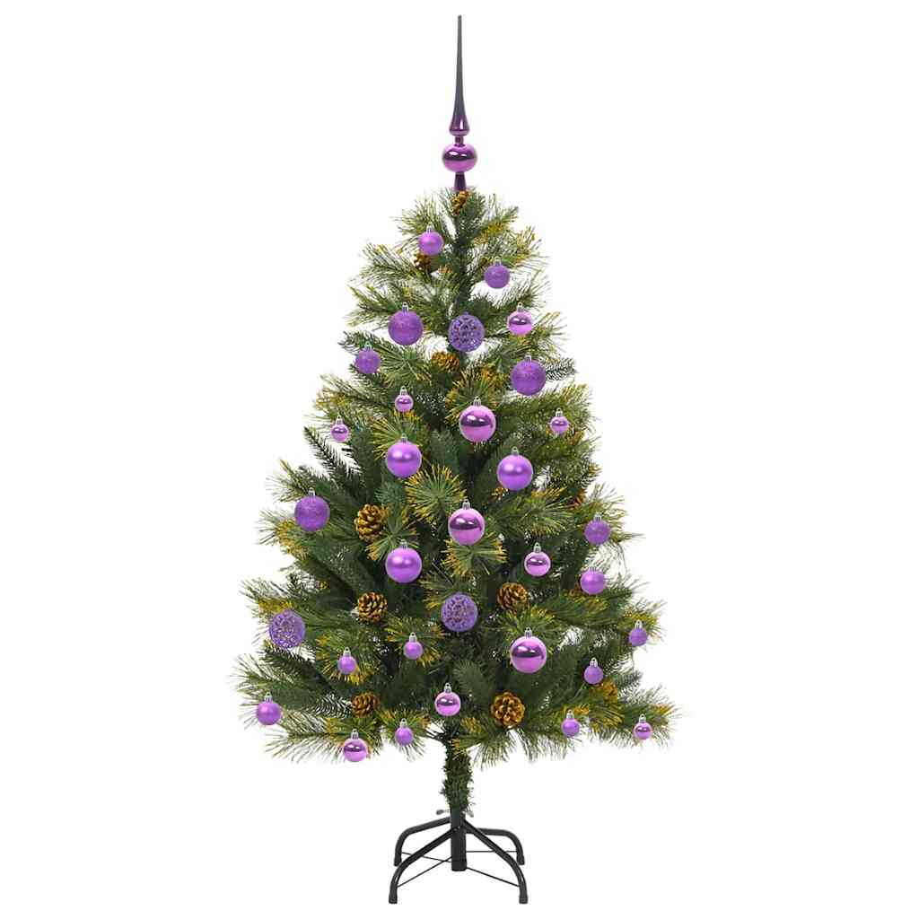 Künstlicher Klapp-Weihnachtsbaum mit Tannenzapfen Grün 120 cm