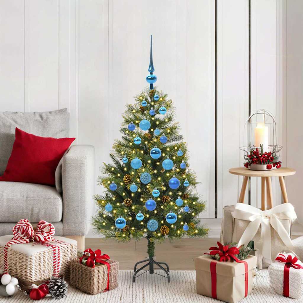 Künstlicher Klapp-Weihnachtsbaum mit Tannenzapfen Grün 120 cm