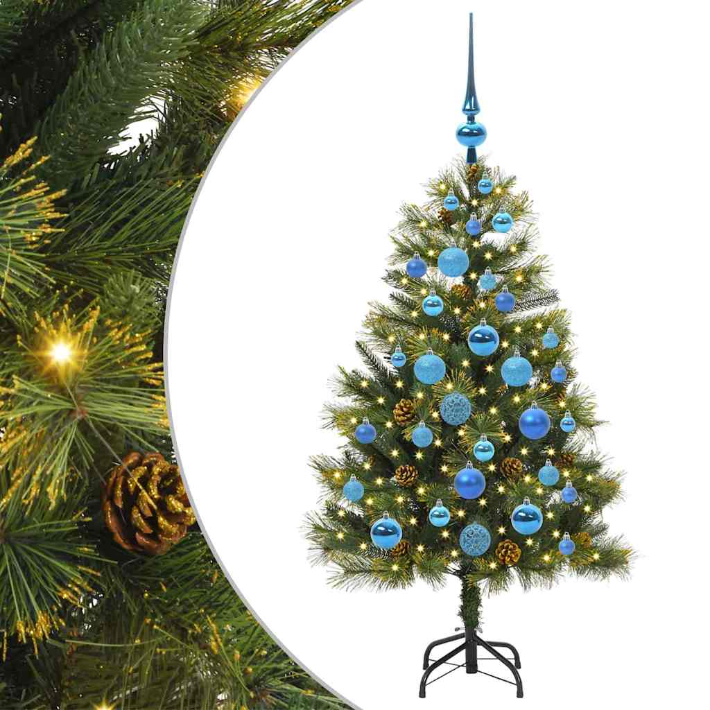 Künstlicher Klapp-Weihnachtsbaum mit Tannenzapfen Grün 120 cm