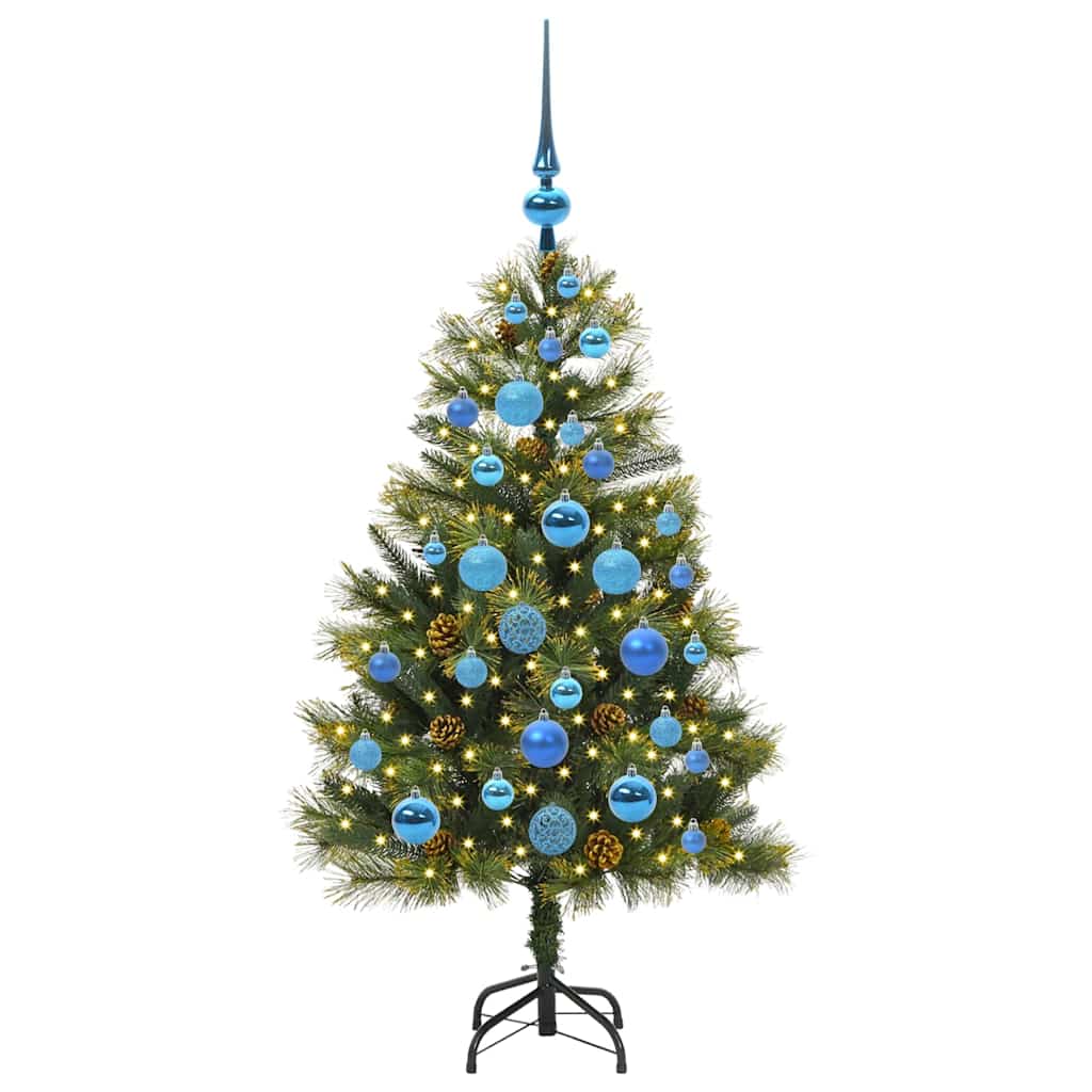 Künstlicher Klapp-Weihnachtsbaum mit Tannenzapfen Grün 120 cm