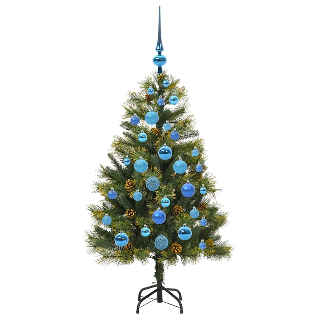 Künstlicher Klapp-Weihnachtsbaum mit Tannenzapfen Grün 120 cm