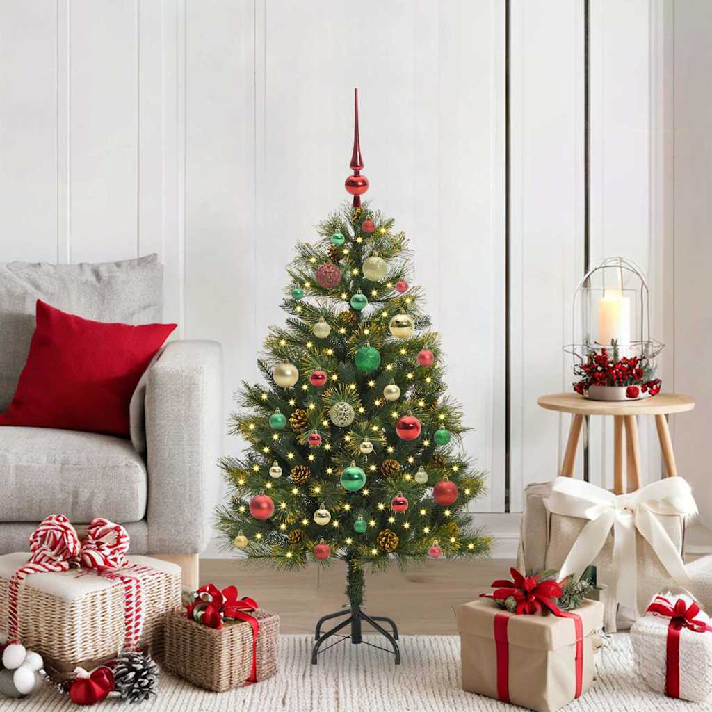 Künstlicher Klapp-Weihnachtsbaum mit Tannenzapfen Grün 120 cm