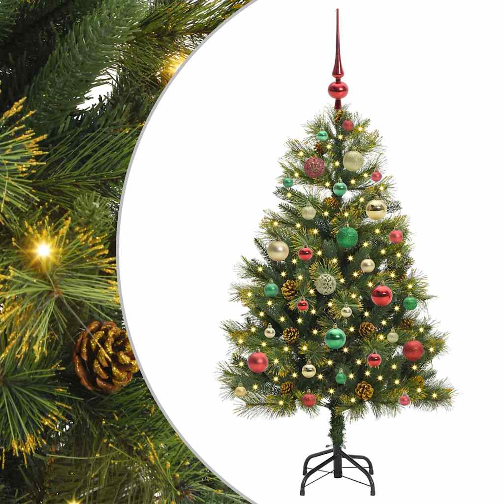 Künstlicher Klapp-Weihnachtsbaum mit Tannenzapfen Grün 120 cm