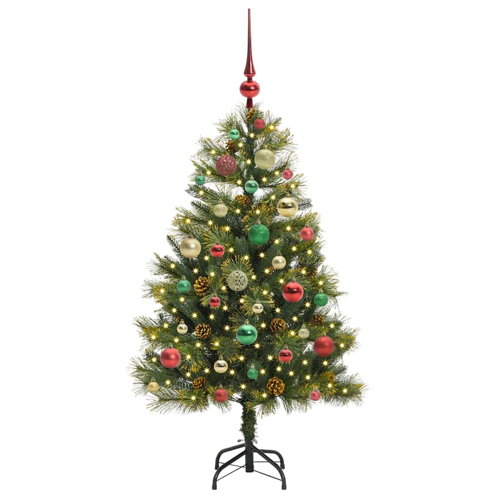 Künstlicher Klapp-Weihnachtsbaum mit Tannenzapfen Grün 120 cm