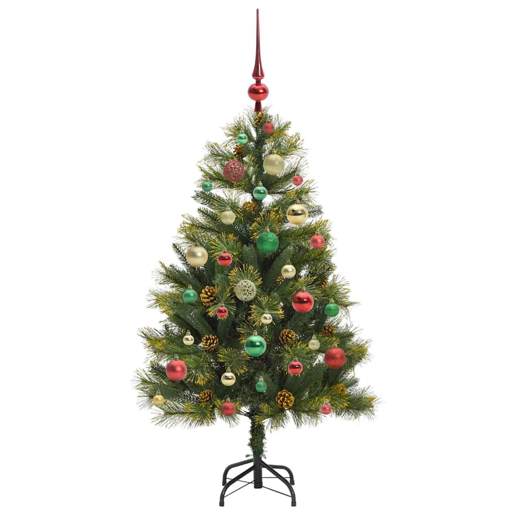 Künstlicher Klapp-Weihnachtsbaum mit Tannenzapfen Grün 120 cm