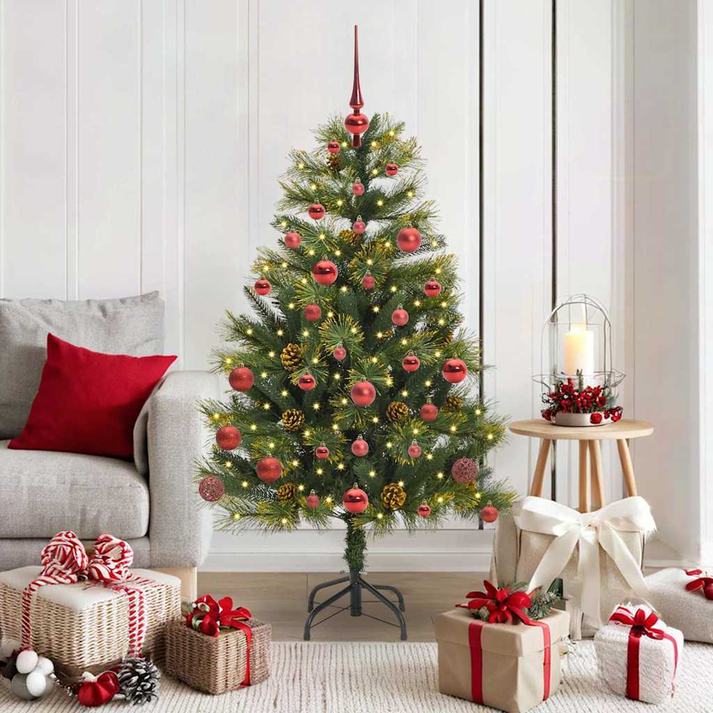 Künstlicher Klapp-Weihnachtsbaum mit Tannenzapfen Grün 150 cm